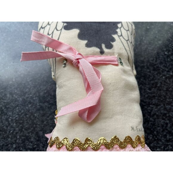 Vtg 1970's Detroit Artist Mary Ewald Pen & Ink Art Christmas Ornament Angel Sign - Picture 10 of 10